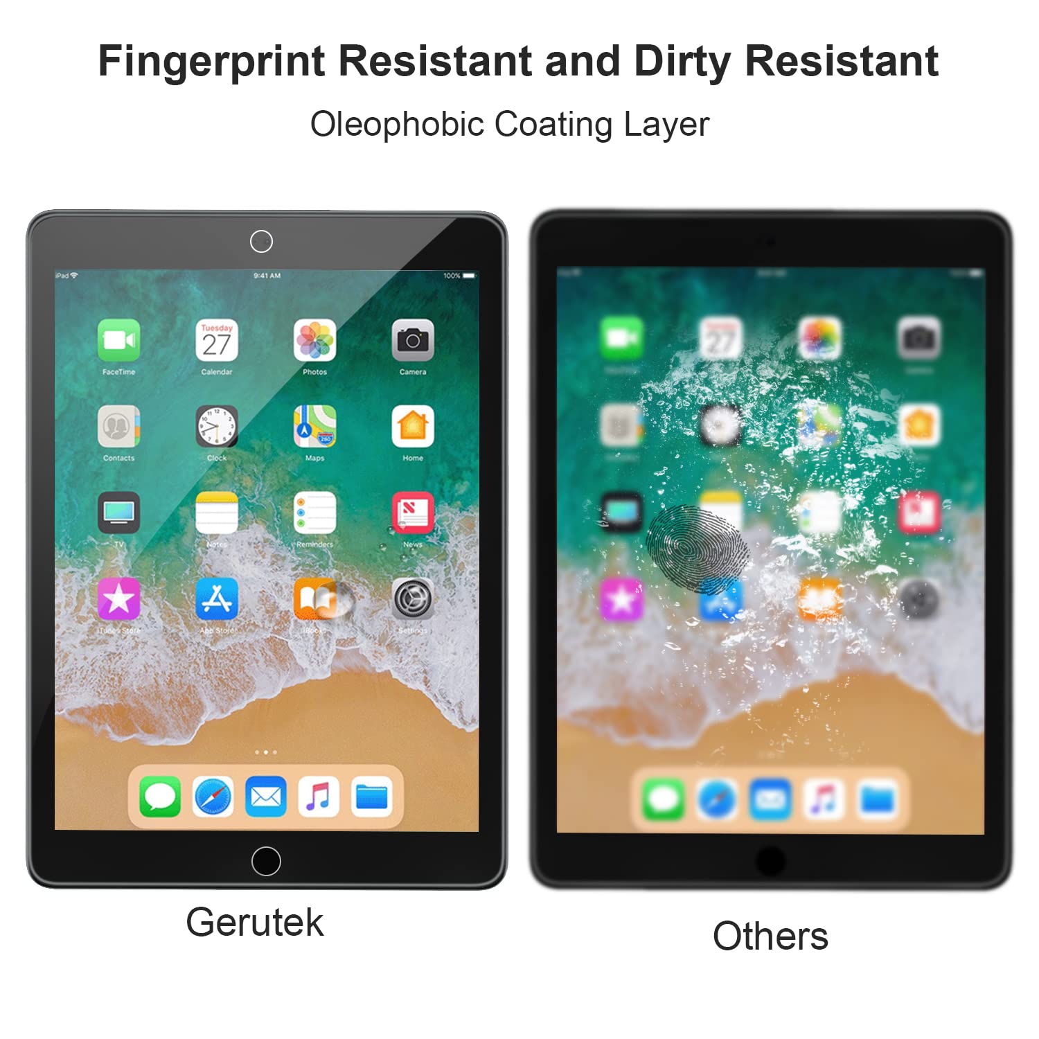 Gerutek 2-Pack Tempered Glass Screen Protector for iPad 9.7 Inch (2018/2017 6th/5th Gen), iPad Air 2 & iPad Air - 9H Hardness, Anti-Bubble, HD Clear - Perfect for Work, Study & Entertainment