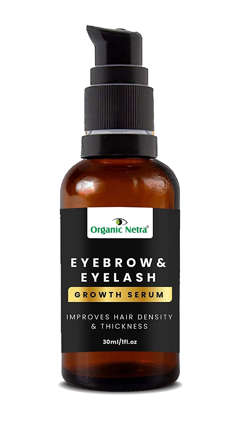 Organic Netra Serum – 100% Pure Natural Lash & Brow Growth Serum with Essential Oils – 30ml | Vegan, Cruelty-Free Eyelash Enhancer for Longer, Thicker Lashes & Brows | Perfect for Nighttime Routine & Makeup Prep