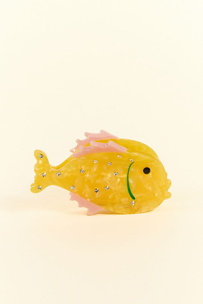 Yellow Fish Claw Hair Clip - Trendy Hair Accessories for Women & Girls - Perfect for Beach, Pool, and Summer Outfits