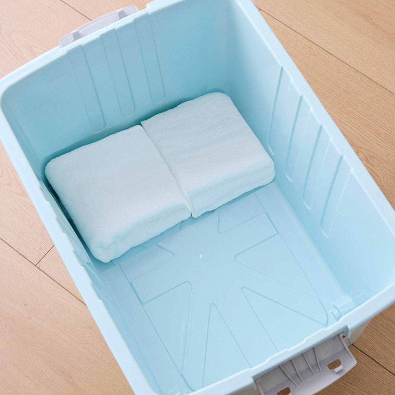 Stackable Plastic Storage Box with Lid & Wheels - Lightweight, Multifunctional Organizer for Home, Office, and Garage Storage Solutions