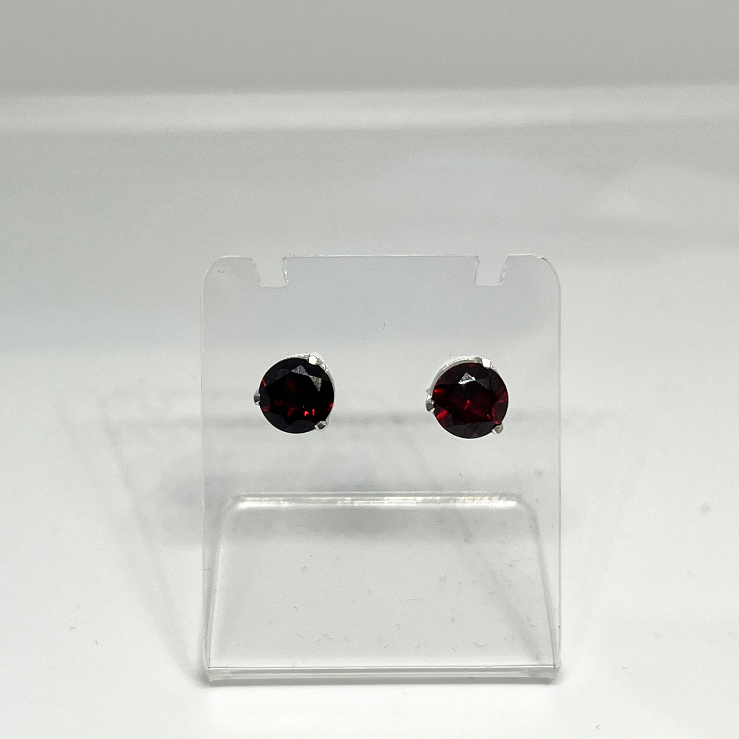 7mm Round Faceted Gemstone Stud Earrings - 3 Prong Set for Women (PSE006) | Perfect for Everyday Wear, Parties & Gifts