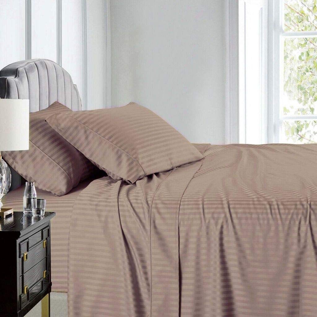 Premium 4-Piece 100% Egyptian Cotton Stripe Bed Sheet Set - Full/Double Size (54