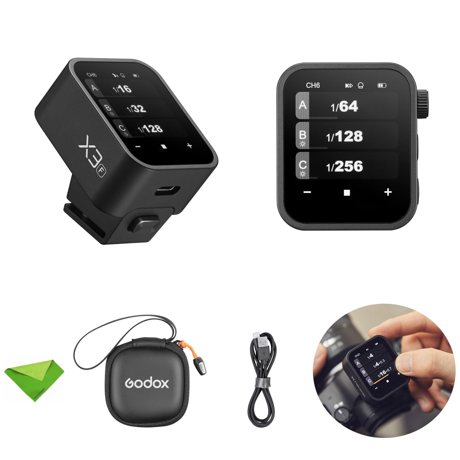 Godox X3-F TTL Wireless Flash Trigger for Fujifilm Cameras - 2.4GHz HSS Sync, OLED Touchscreen, Adjustable Brightness - Perfect for Studio Photography & Outdoor Portraits