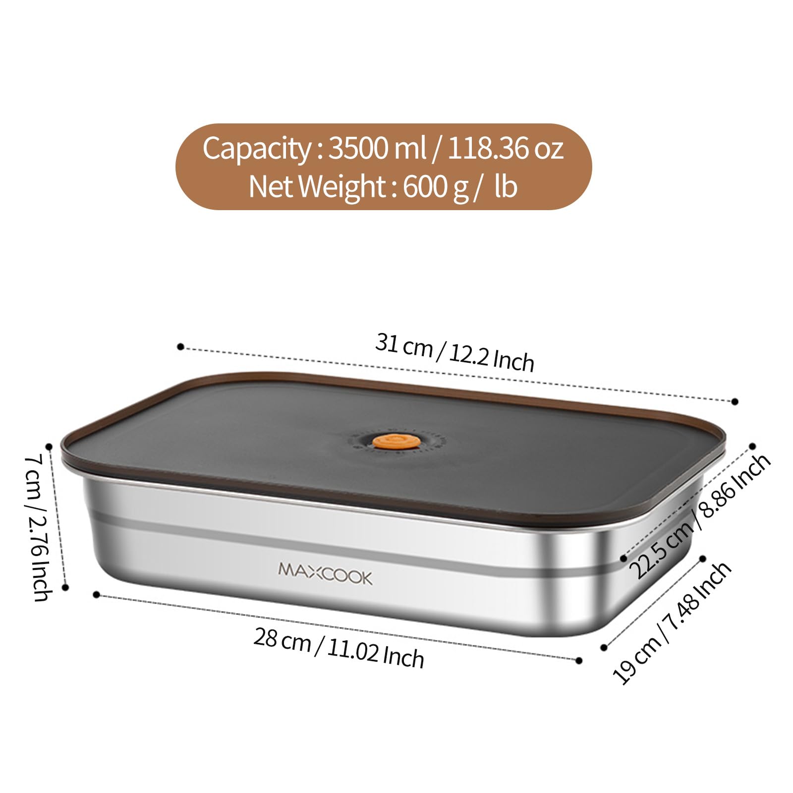 Premium Stainless Steel Food Storage Containers with Lids - 118oz (3500ml) Leakproof Bento Box & Snack Container Set - Dishwasher & Freezer Safe - Ideal for Meal Prep, Lunch Boxes, Picnics & Office Snacks