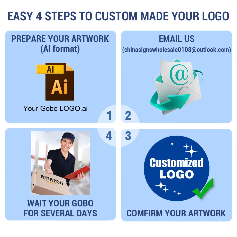 20W LED Custom Logo Projector Light - Static Glass GOBO Advertising Light for Indoor Use with Free Custom Glass GOBO - Perfect for Weddings, Bars, Clubs & Brand Promotions