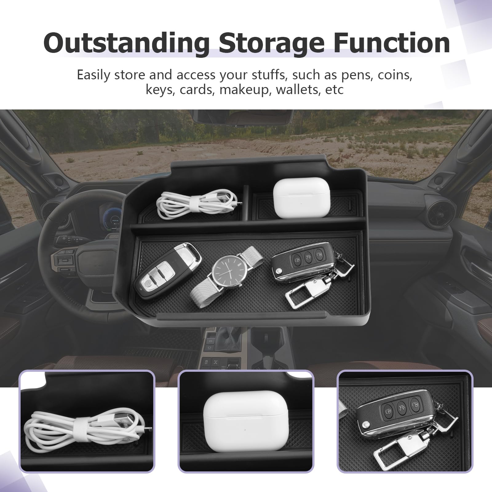 2024-2025 Toyota Land Cruiser Center Console Organizer - Premium Armrest Storage Box with Organizer Trays for Land Cruiser 1958 & Standard Models (Not for First Edition) | Perfect for Road Trips, Daily Commute & Car Organization