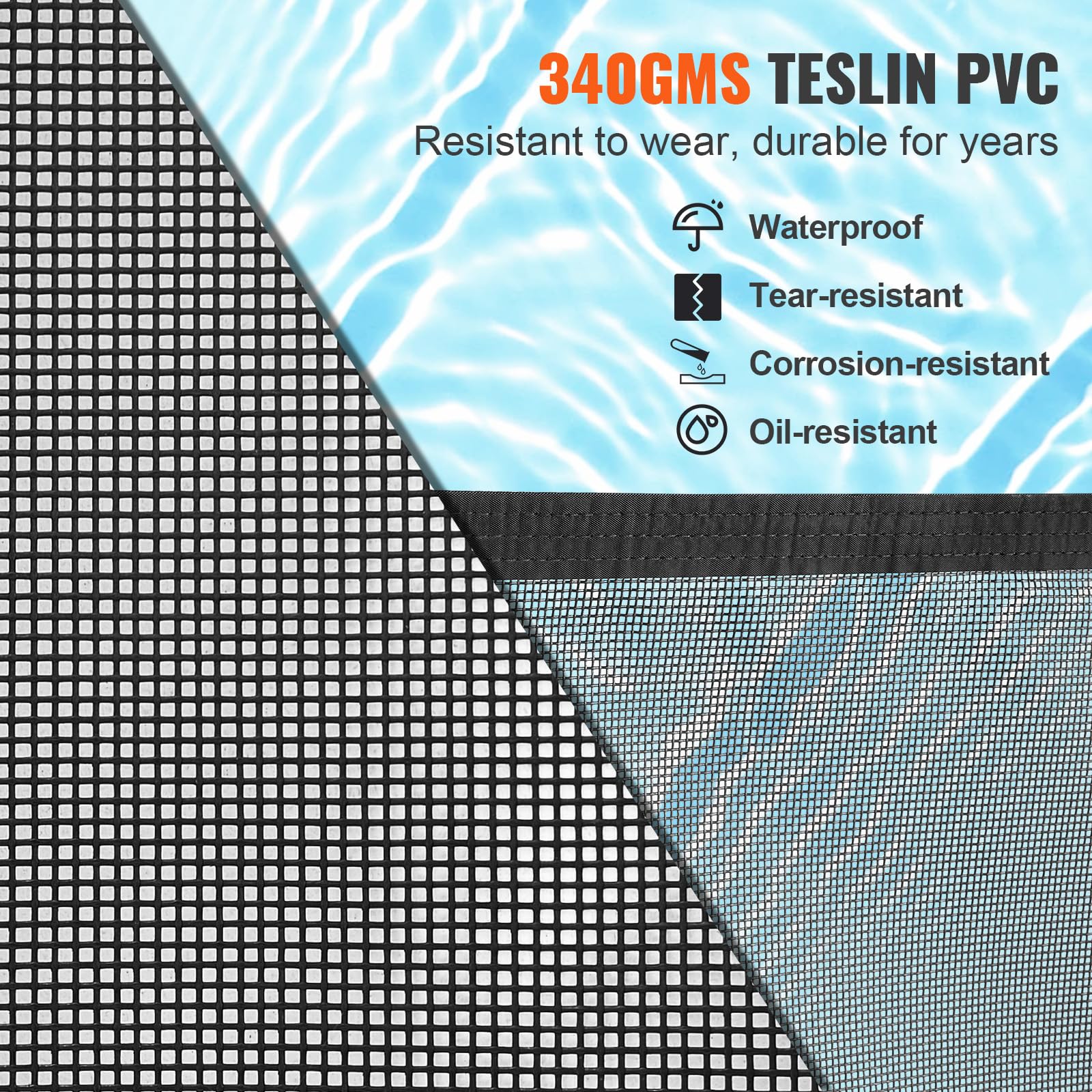 VEVOR 4x72 FT Removable Safety Pool Fence for Inground Pools - Heavy Duty 340g Teslin PVC Mesh, Easy DIY Installation, Child & Pet Protection - Perfect for Backyard, Residential, and Commercial Swimming Pool Safety