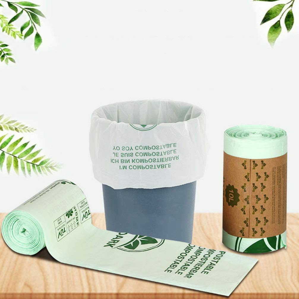 DOITOOL Heavy Duty Compostable Trash Bags - 50 Count Eco-Friendly Kitchen Food Waste Bags, Bathroom Can Liners & Car Garbage Bags for Waste Disposal (Green) | Perfect for Home, Office, Vehicle & Outdoor Use