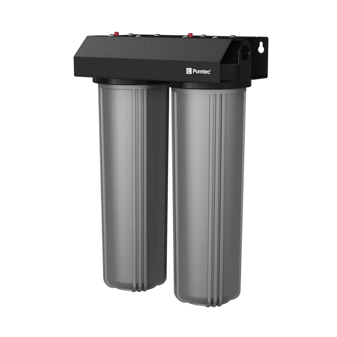 Puretec WH2 55 20 x 4.5 Whole House Dual Water Filtration System (55LPM) - Removes Sediment & Chlorine for Cleaner Drinking, Showering & Appliance Protection