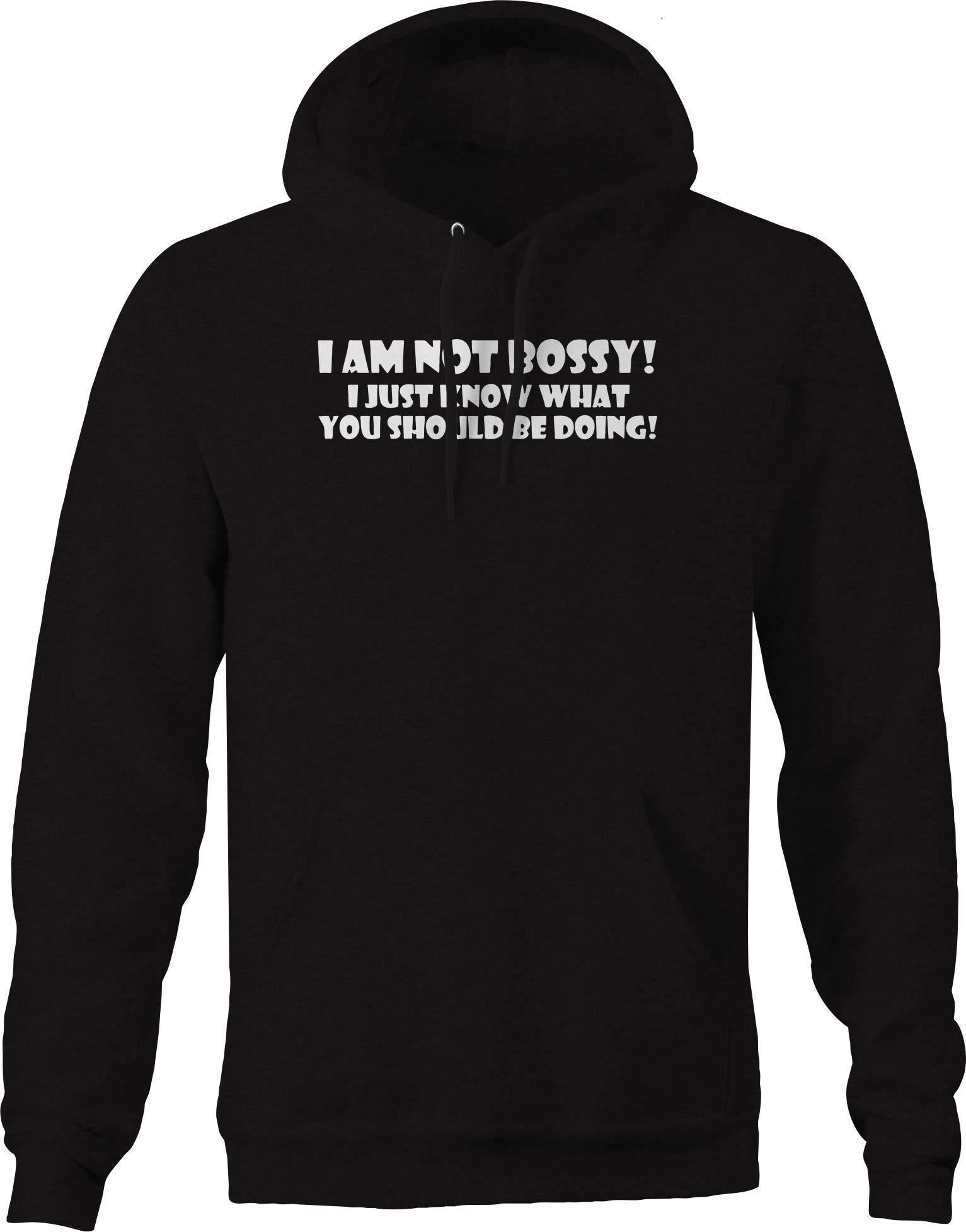 Men's 'I'm Not Bossy' Black Hoodie - Soft & Stylish Pullover Sweatshirt for Casual Wear, Gym, or Street Fashion