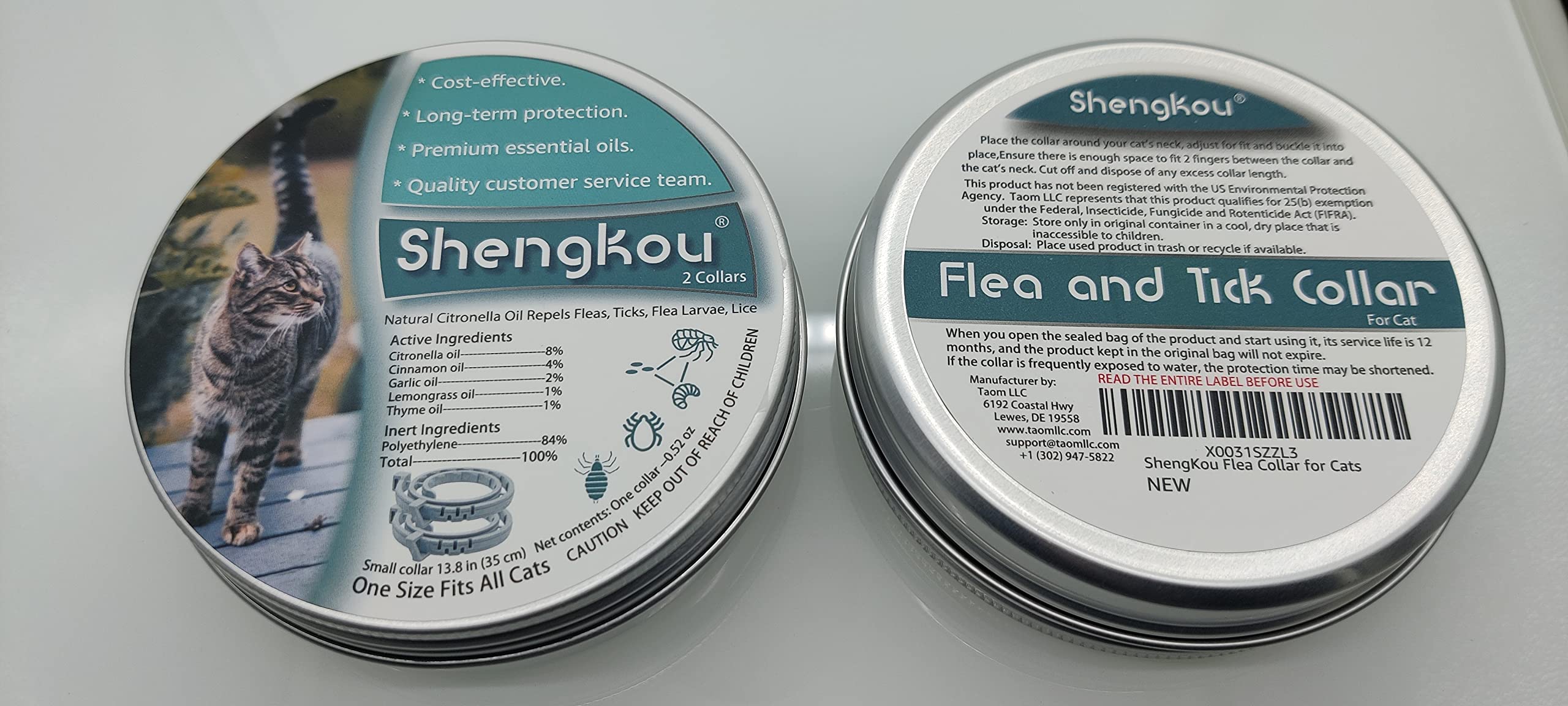 **Natural Flea and Tick Collar for Cats - 12-Month Protection, Waterproof & Safe for Kittens, Made with Premium Plant Oils (Includes Free Comb & Tweezers) - 2 Pack, 13.8 in - Perfect for Indoor & Outdoor Cats**
