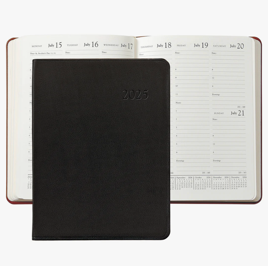 2025 Leather Desk Planner - Classic Executive Organizer for Office, Business & Personal Use | Perfect for Daily Scheduling, Goal Setting & Time Management