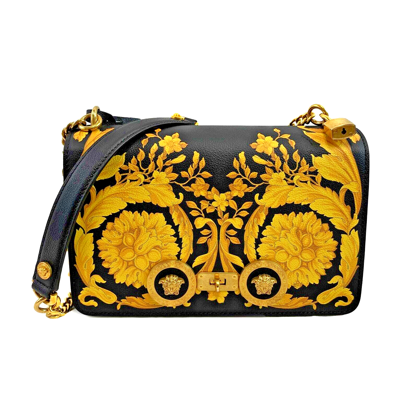 Versace Barocco Icon Borsa Vitello Leather Handbag - Baroque Black & Gold Designer Purse for Women 2018 | Luxury Evening Bag for Parties, Weddings & Special Occasions