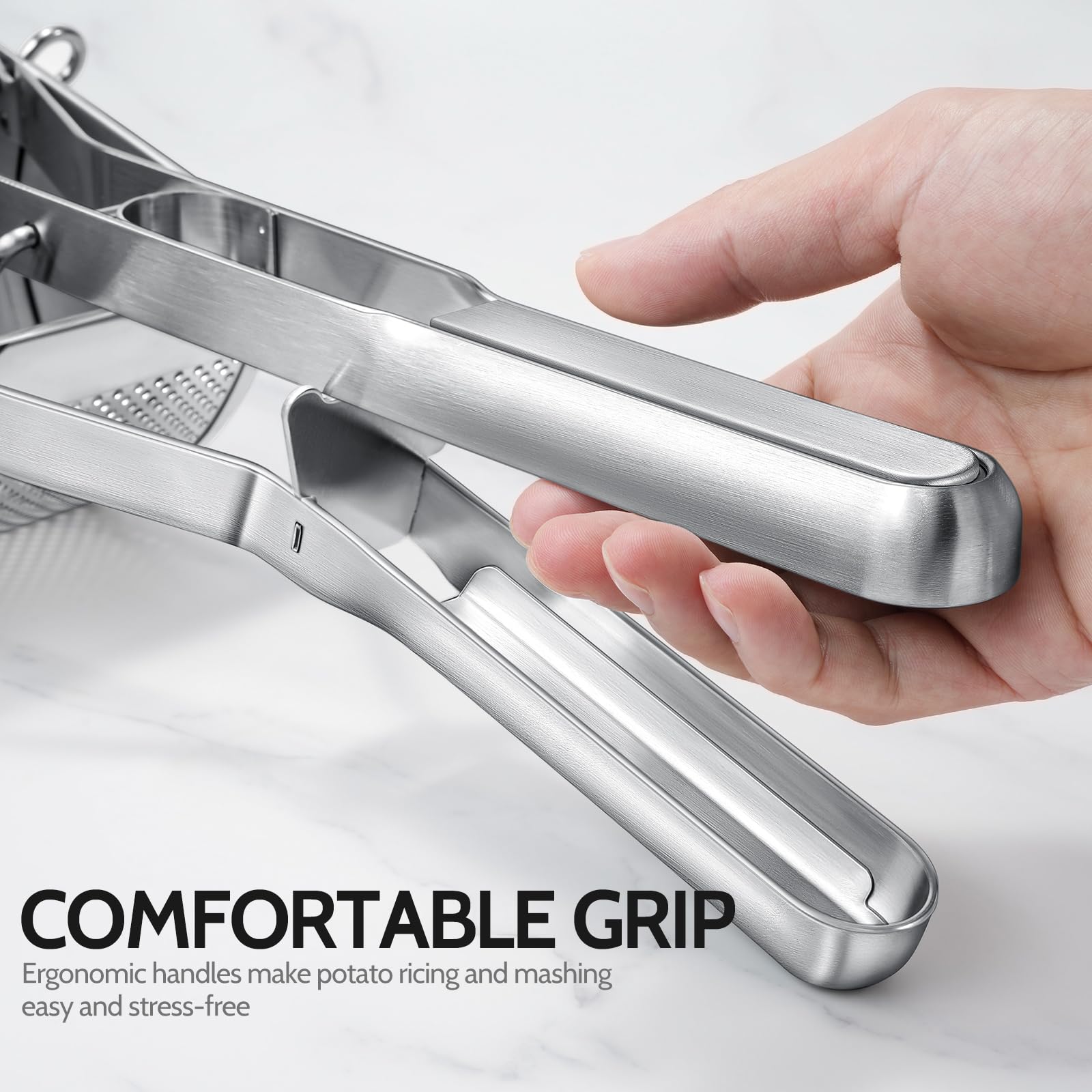 Sopito Stainless Steel Potato Ricer - Professional Multifunctional Fruit & Vegetable Masher for Smooth Fluffy Mashed Potatoes, Baby Food & Purees - Perfect for Home Cooking, Baking & Meal Prep