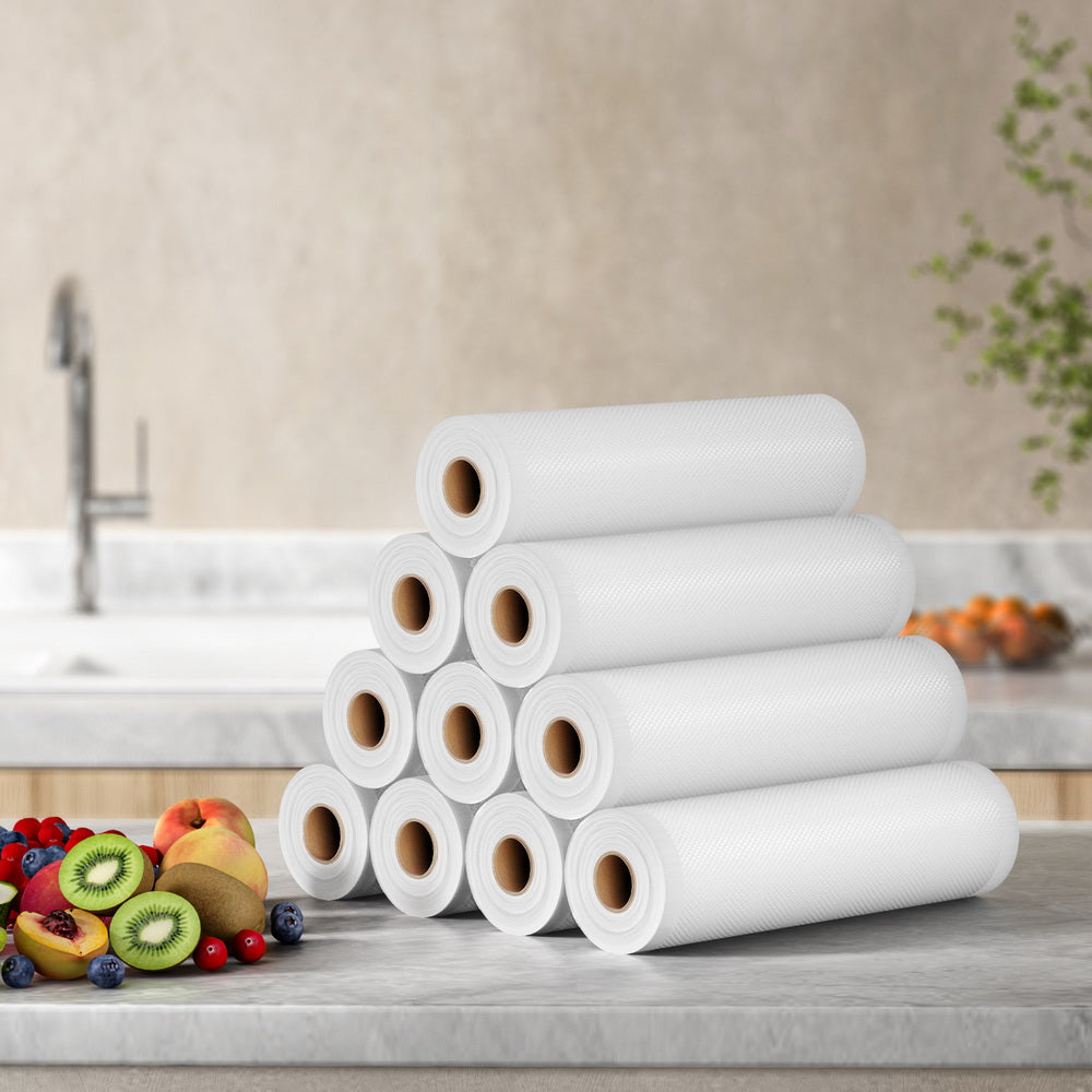 10 Rolls Vacuum Sealer Bags for Food Storage - 25cm x 6m Heat Sealing Bags - Perfect for Sous Vide, Meal Prep & Freezer Organization (25 Pack)