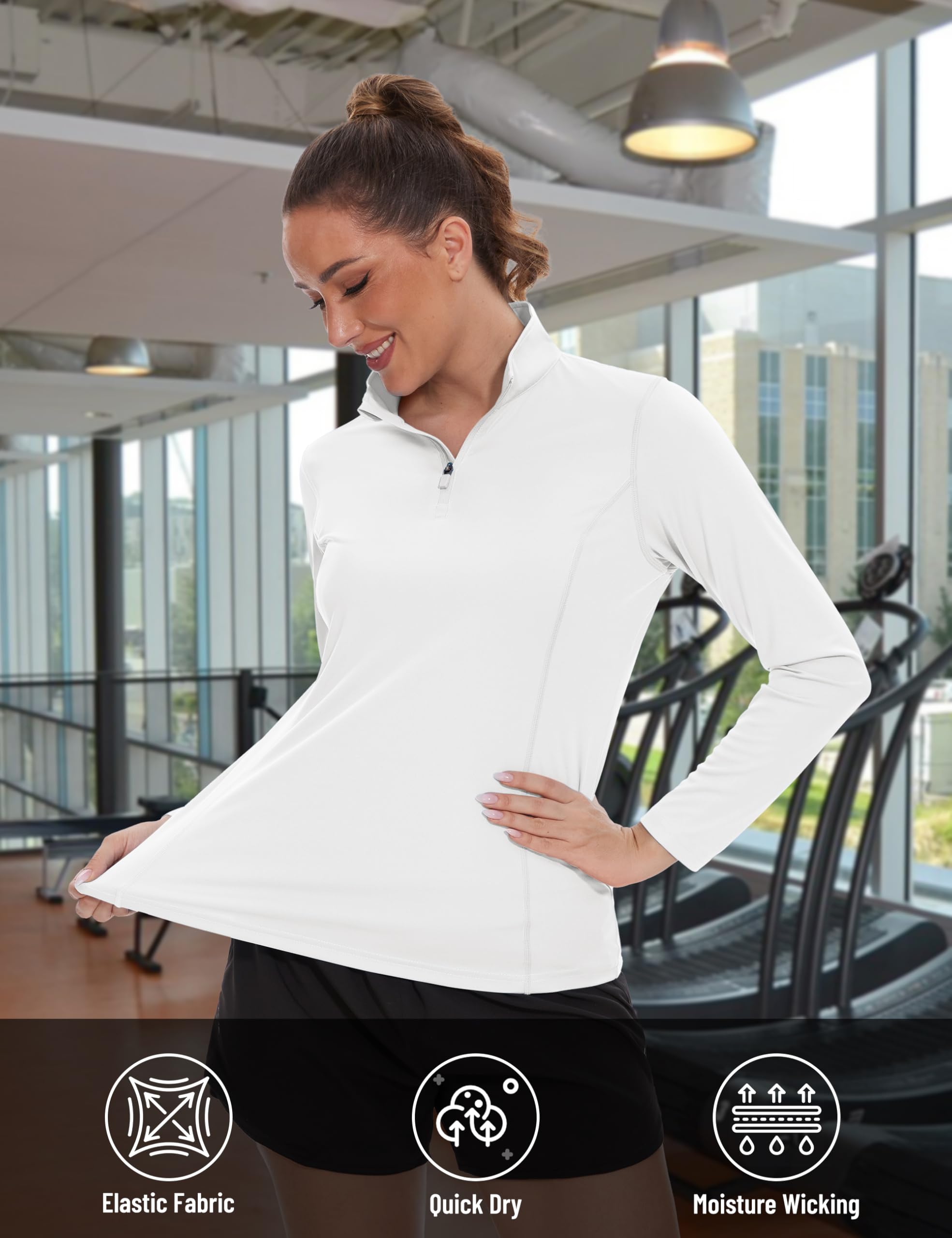 TACVASEN Women's UPF 50+ UV Protection Quarter Zip Pullover Long Sleeve Shirt - Golf, Workout & Outdoor Activewear Top for Sun Protection