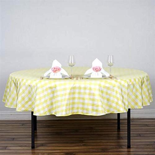 BalsaCircle 10 Pack 70-Inch Yellow Round Gingham Checkered Polyester Tablecloths - Waterproof & Wrinkle-Resistant Table Linens for Wedding, Party, Catering, Picnic & Outdoor Events Decor