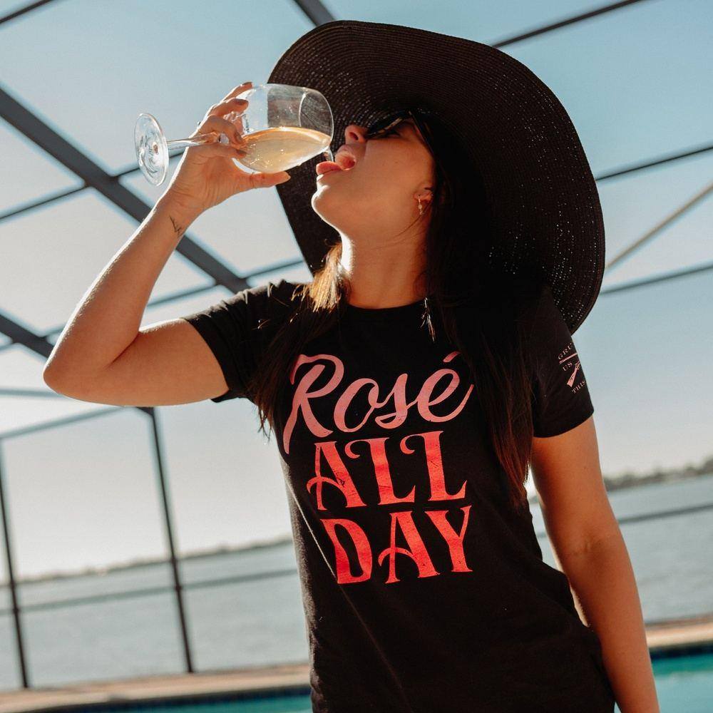 Women's Slim Fit Rosé All Day T-Shirt - Black | Casual Wear, Lounge & Everyday Outfits