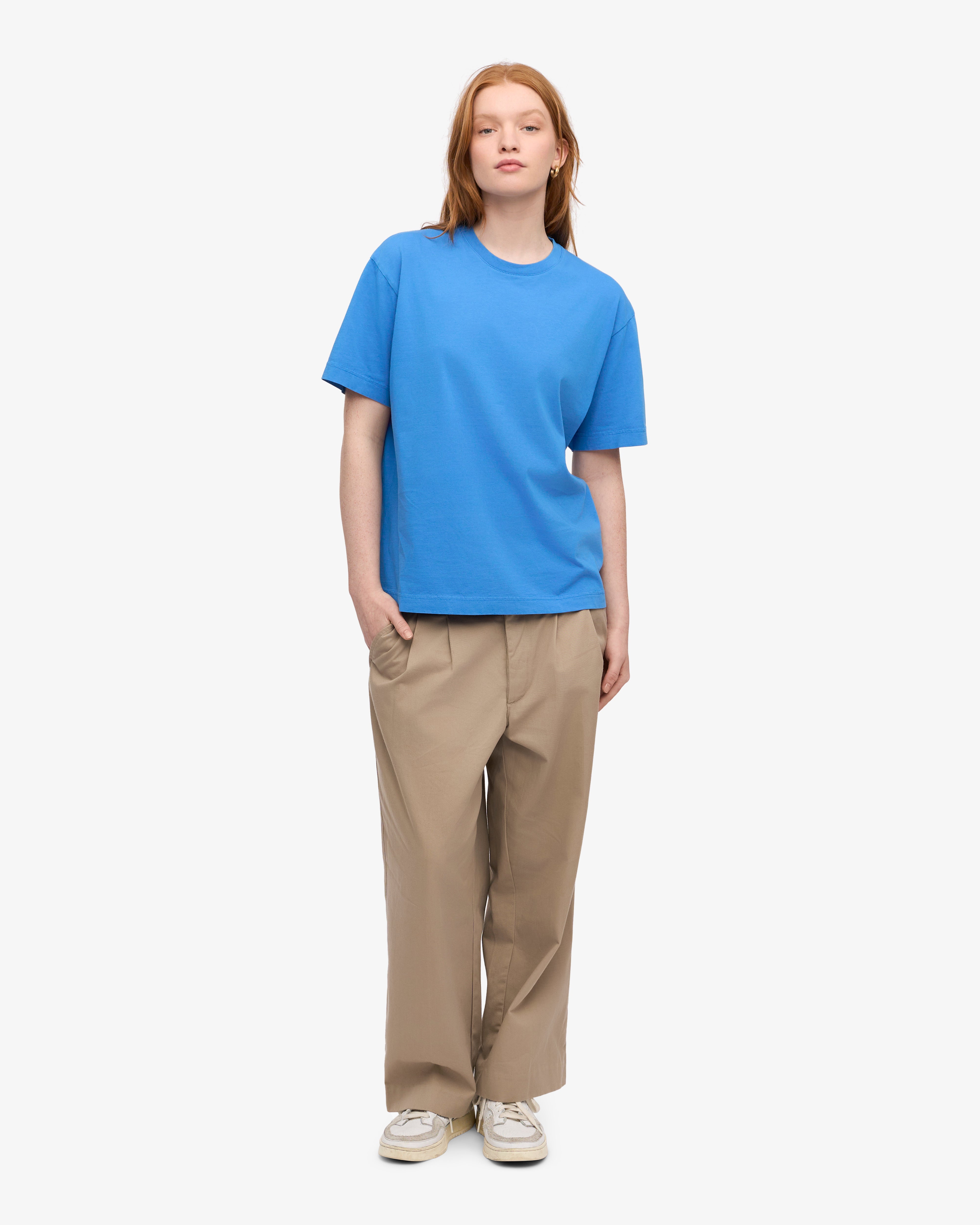Oversized Organic Cotton T-Shirt for Women - Soft & Comfortable Pacific Blue Tee - Perfect for Casual Wear, Loungewear & Everyday Outfits