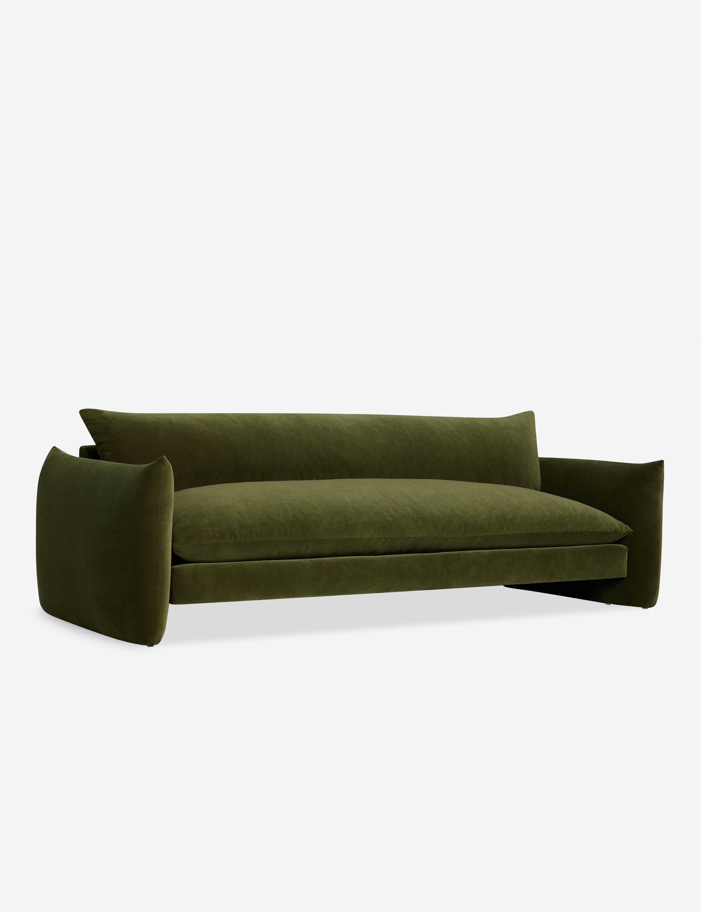 Luxury Loden Velvet Banks Sofa - Modern Velvet Upholstered Couch for Living Room, Lounge & Home Theater - Comfortable Mid-Century Style Sectional Sofa with Premium Fabric