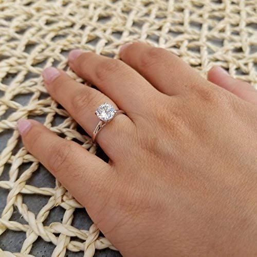 GNG 14K White/Yellow Gold 1.25 CT Simulated Diamond Solitaire Engagement Ring - 4 Prong Promise Bridal Ring for Wedding, Proposal & Anniversary Gifts