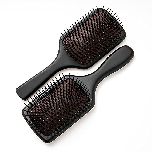 Falkiya Hair Massage Comb - Detangling Paddle Brush for Women & Men with Massaging Pins | Professional Styling & Scalp Cleaning (Black) | Perfect for Home Salon, Travel & Daily Hair Care