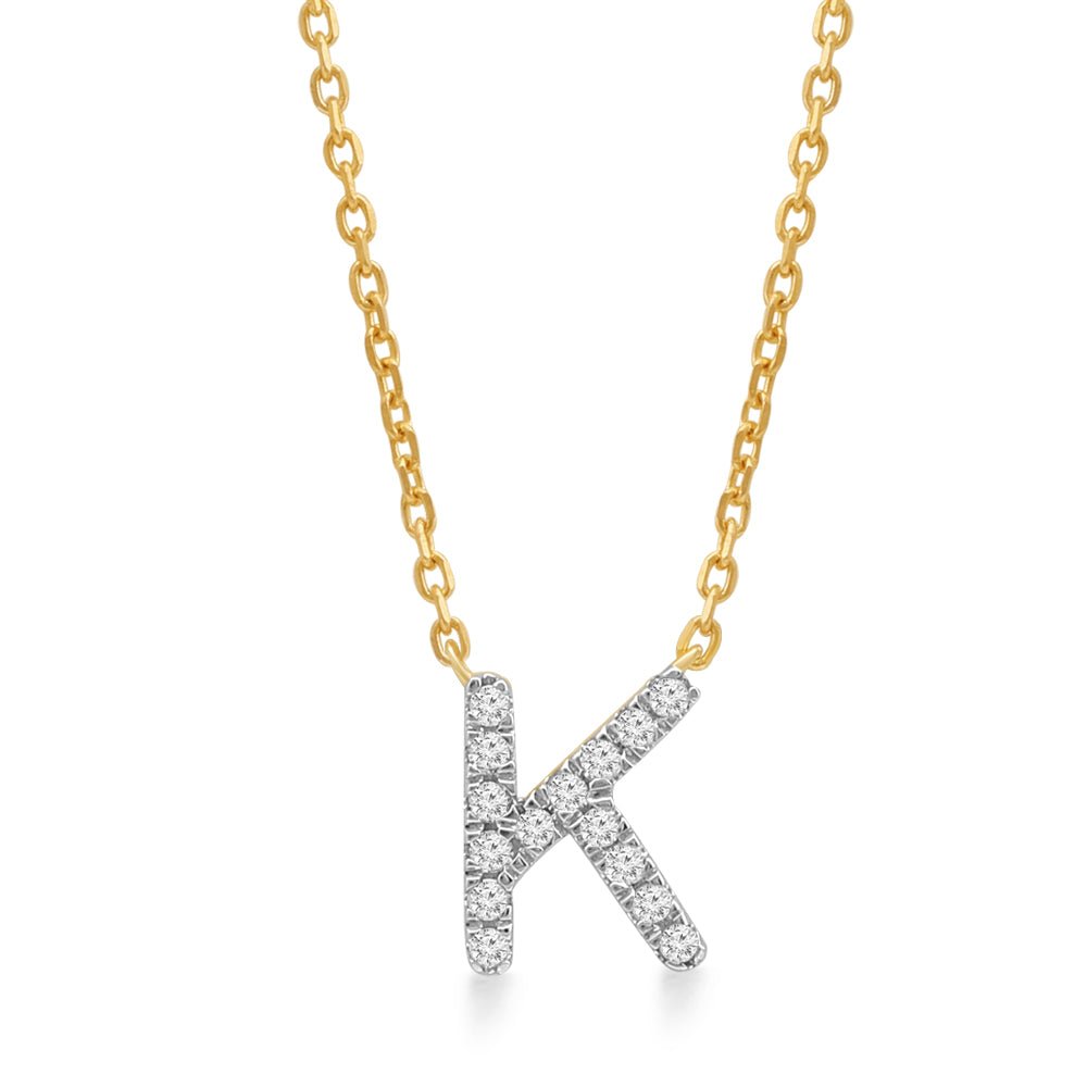 14K Yellow Gold Diamond Initial Charm Necklace - Personalized Classic Jewelry for Women | Perfect Gift for Birthday, Anniversary & Valentine's Day