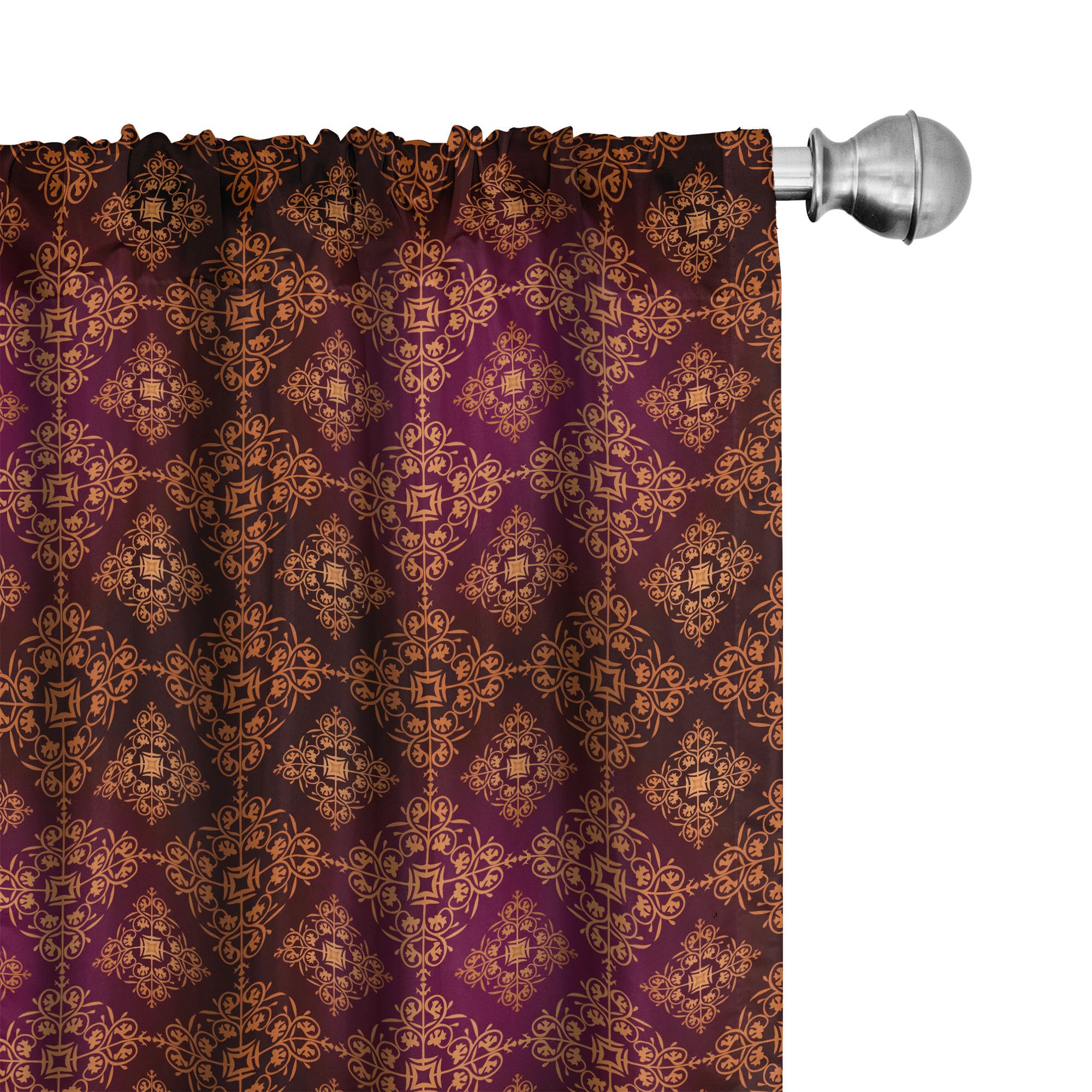 Ambesonne Damask Curtains - Abstract Floral Medieval Victorian Design, 2 Panel Set for Living Room & Bedroom (28