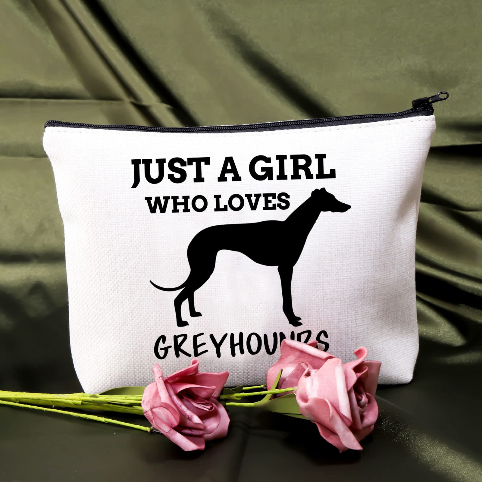BDPWSS Greyhound Lover Gift - Just a Girl Who Loves Greyhounds Makeup Bag | Perfect for Dog Lovers, Travel & Cosmetic Storage