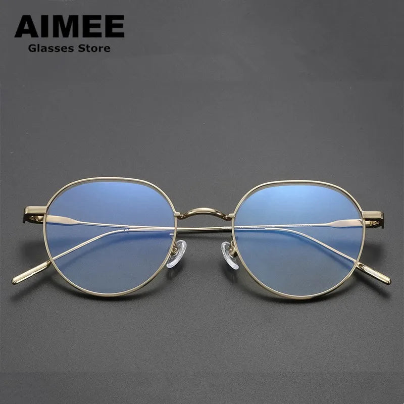 Aimee Women's Full Rim Flat Top Round Titanium Eyeglasses Frame 13850 - Lightweight & Durable for Work, Reading & Fashion