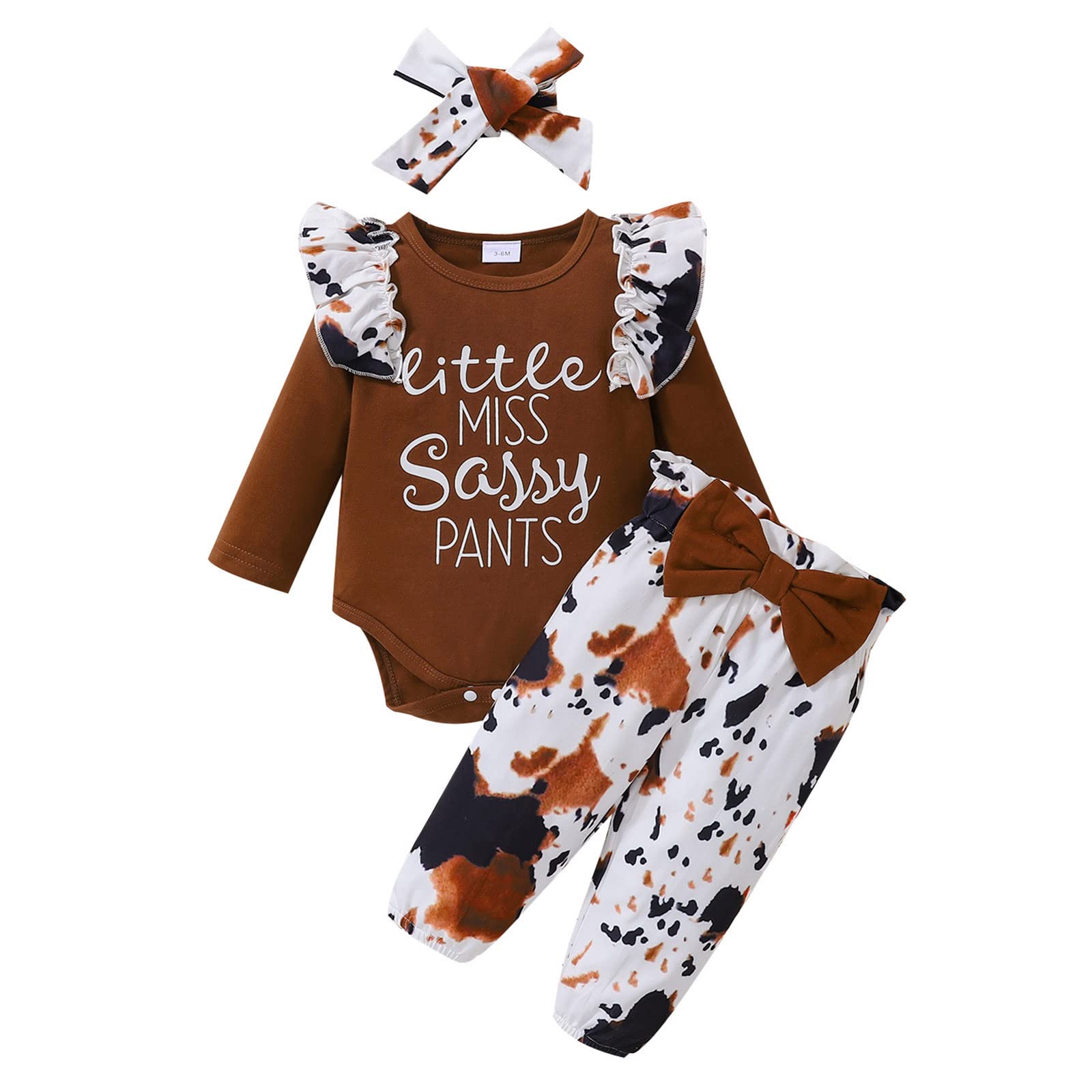 Newborn Baby Long Sleeve Romper Bodysuits - Cute Letter Print with Bow Pants & Headband Set - Perfect for Infant Girls & Boys - Ideal Baby Shower Gift, Photo Outfits & Daily Wear