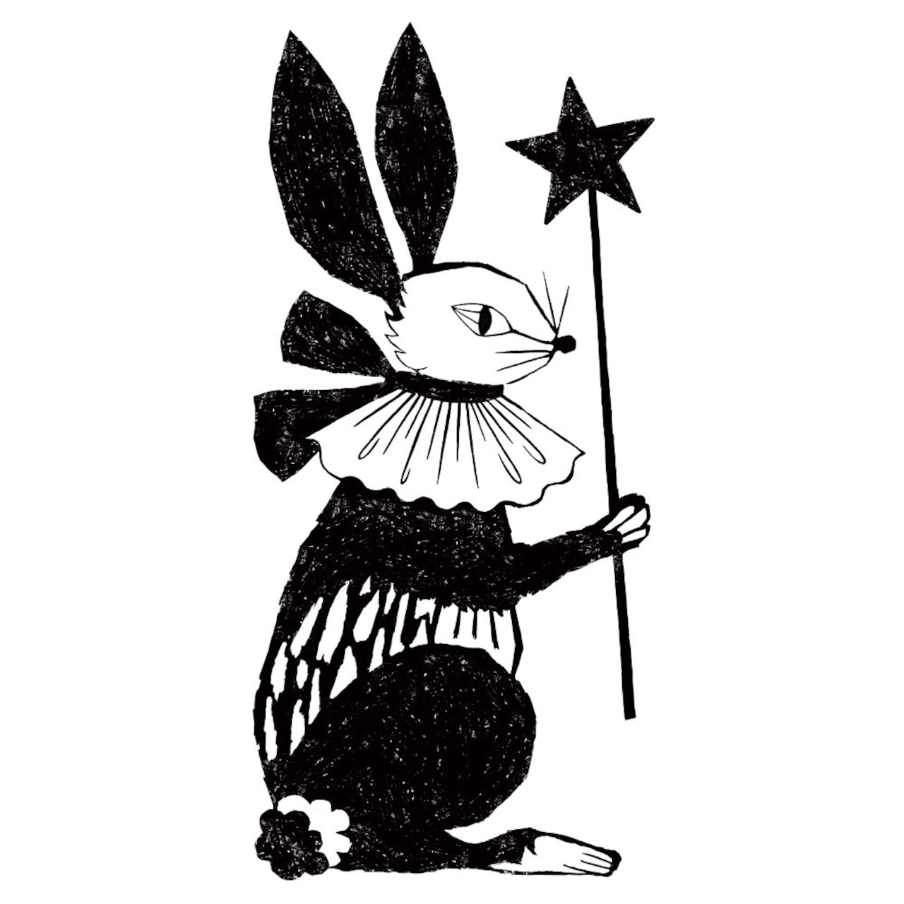 Kinotorico Wooden Rubber Stamp - Rabbit with Star Magic Wand for DIY Crafts, Scrapbooking & Card Making | Handmade Stamps for Creative Projects