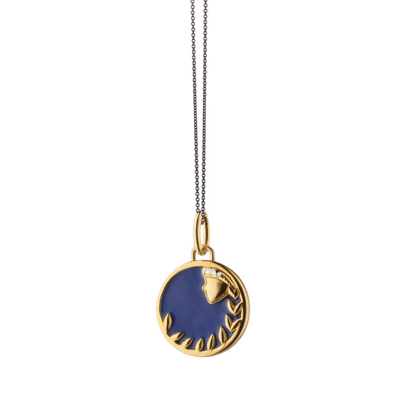 Mini Virgo Enamel Vermeil Charm - Zodiac Jewelry for Women, Sterling Silver Necklace Pendant - Perfect Birthday Gift for Virgo Women, Astrology Lovers & Fashion Accessories