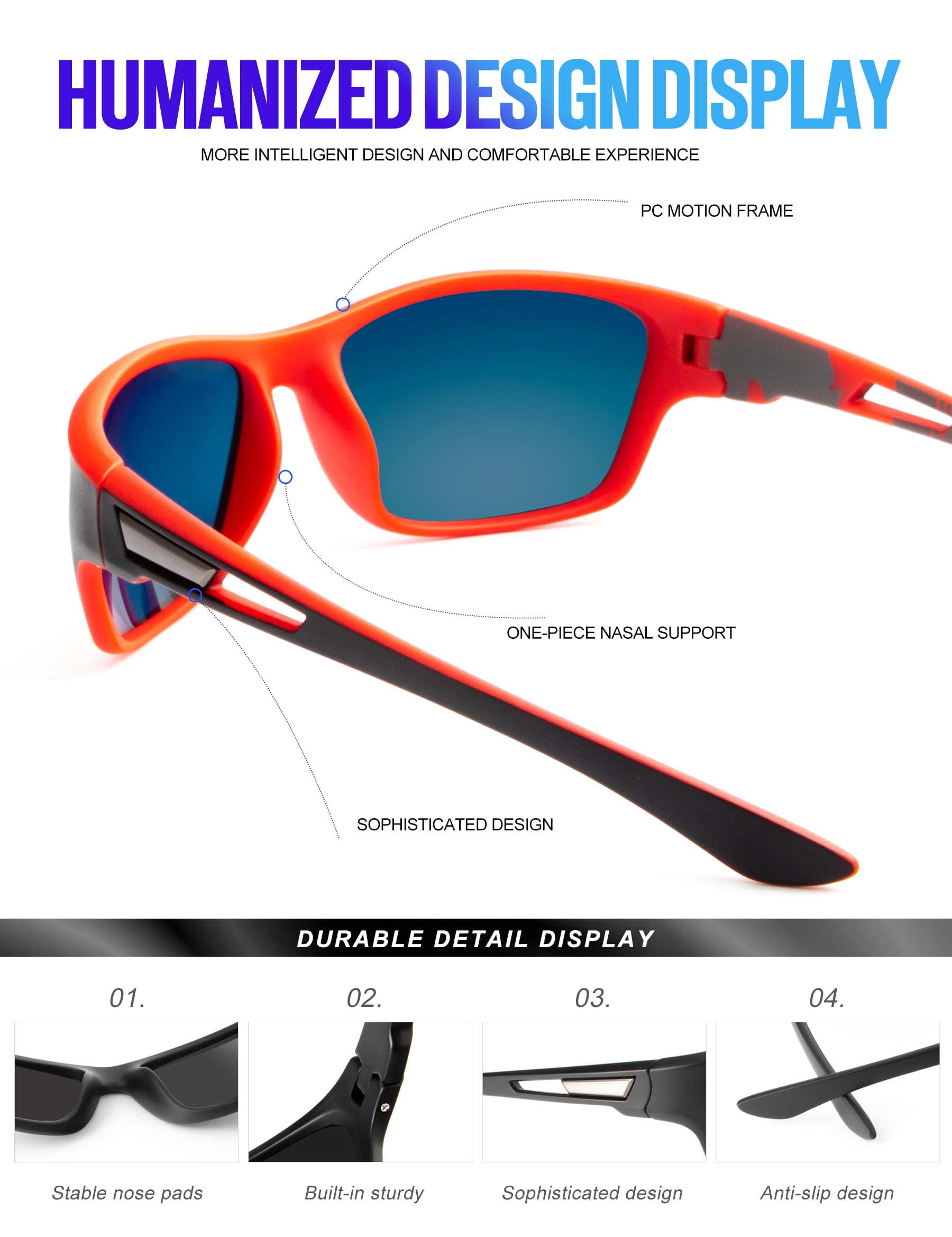 KALIYADI Polarized Sunglasses for Men - UV Protection Sports Sunglasses for Driving, Cycling, Fishing - Lightweight & Durable for Outdoor Activities