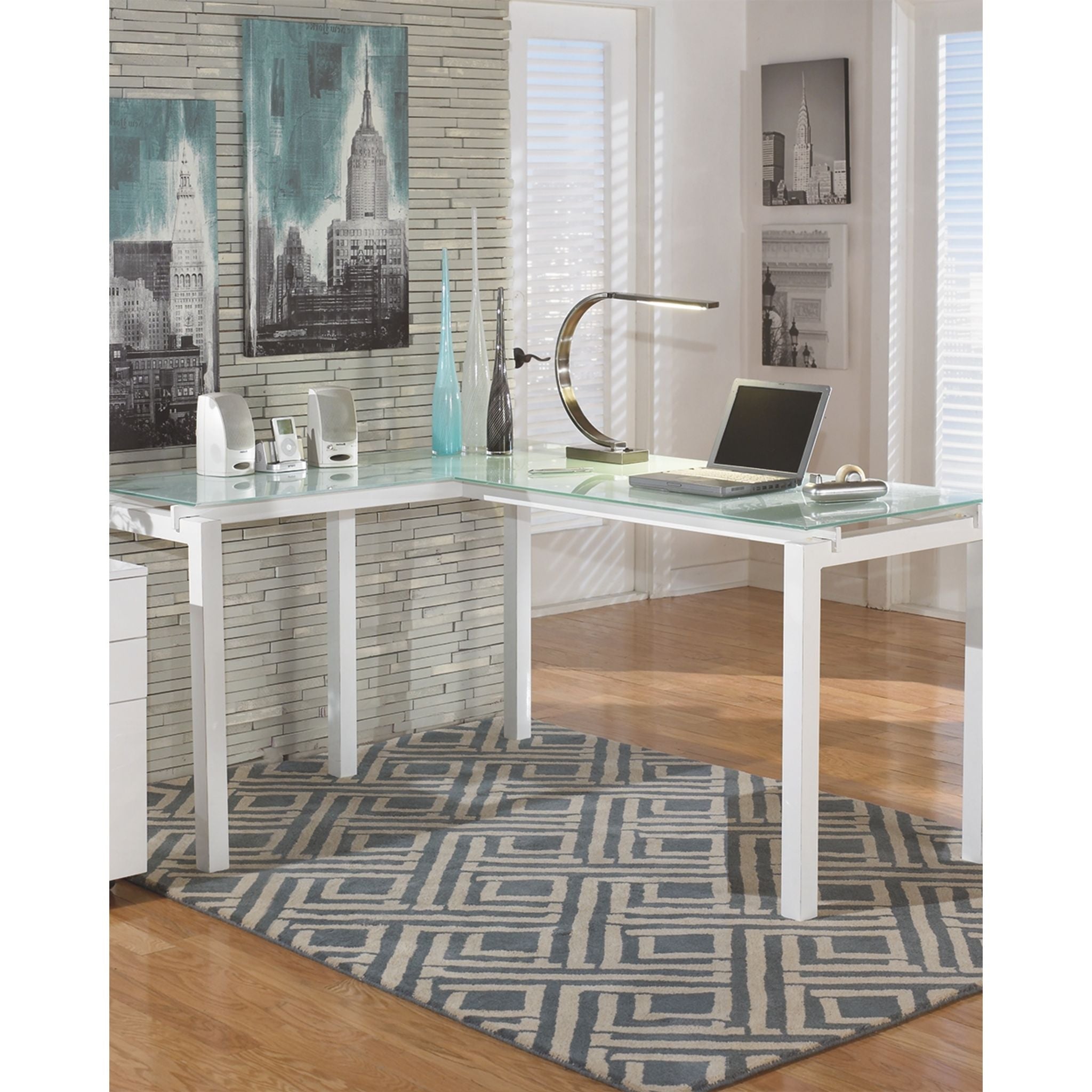 Baraga White L-Shaped Computer Desk for Home Office, Gaming & Study - Modern L-Shaped Writing Desk with Ample Workspace, Ergonomic Design for PC, Laptop & Office Use