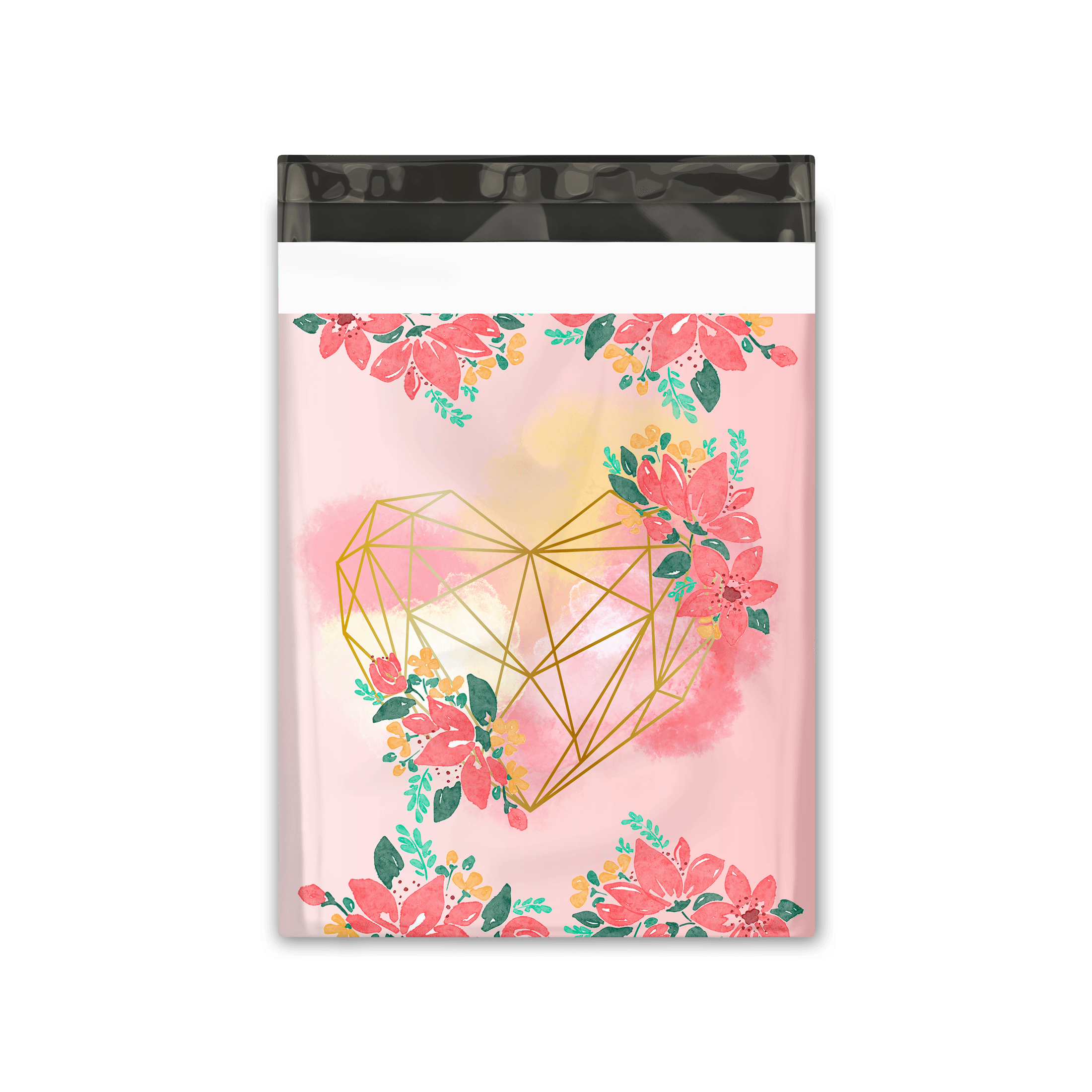 10x13 Inch Geometric Hearts Poly Mailers - Waterproof Shipping Envelopes, Premium Printed Mailing Bags for Ecommerce, Subscription Boxes & Gift Packaging