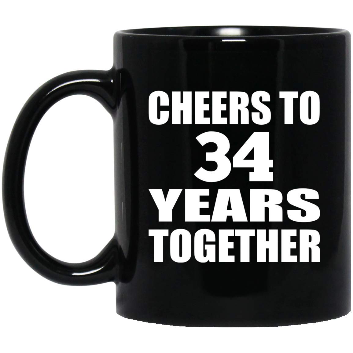34th Anniversary Coffee Mug - 11oz Ceramic Tea Cup with Handle, Perfect Gift for Birthday, Mother's Day, Father's Day - Great for Couples, Parents, Him & Her - Ideal for Coffee, Tea & Hot Drinks at Home or Office