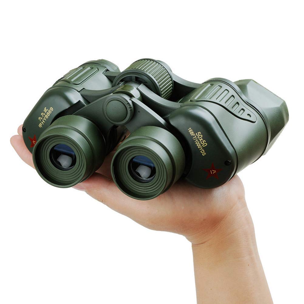 50x50 High-Powered Military Binoculars with Adjustable Zoom - HD Sport Binoculars for Hunting, Bird Watching & Outdoor Adventures - Includes Phone Mount Strap (Green)