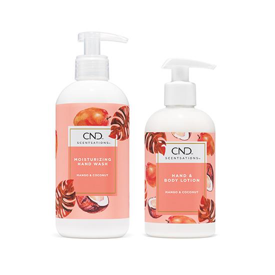 CND Scentsations Mango & Coconut Scented Hand Wash and Lotion Set - Hydrating Hand Care Duo for Soft Skin - Perfect for Bathroom, Kitchen, and Office Use