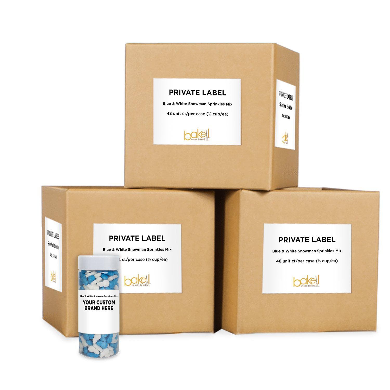 Blue and White Snowman Shaped Sprinkles - Bulk 48 Units per Case - Perfect for Christmas Cookies, Cupcake Decorations & Holiday Baking