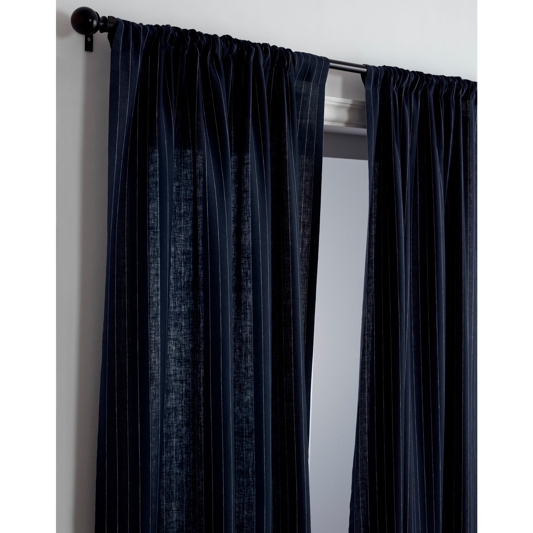 Stylish Pinstripe Curtains for Living Room & Bedroom - Black & White Striped Window Drapes for Home Decor