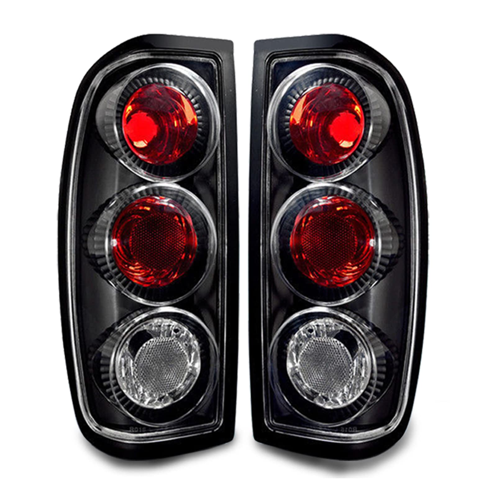 AUTOSAVER88 Replacement Tail Lights Assembly for Nissan Frontier 1998-2004 - Driver & Passenger Side Black Clear Taillamps - OE Fit Direct Replacement - Perfect for Night Driving & Enhanced Vehicle Safety