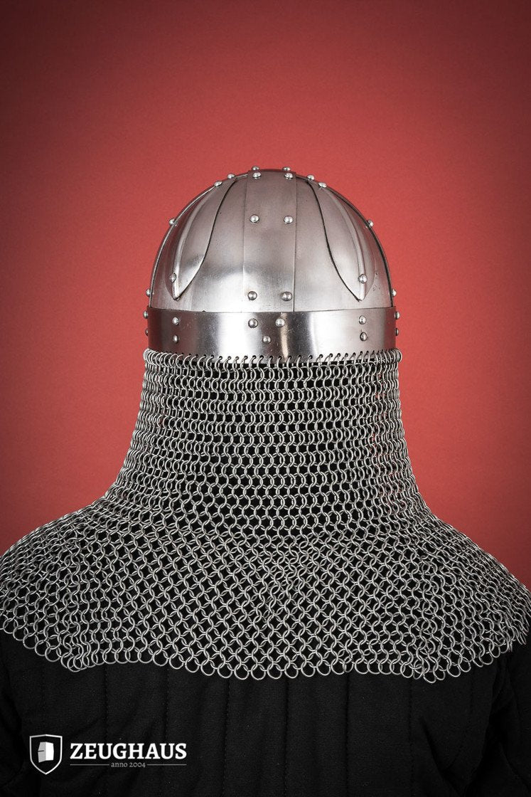 Viking Spectacle Helmet with Aventail - 1.6mm Polished Steel - Medieval Armor Replica for LARP, Cosplay & Historical Reenactment