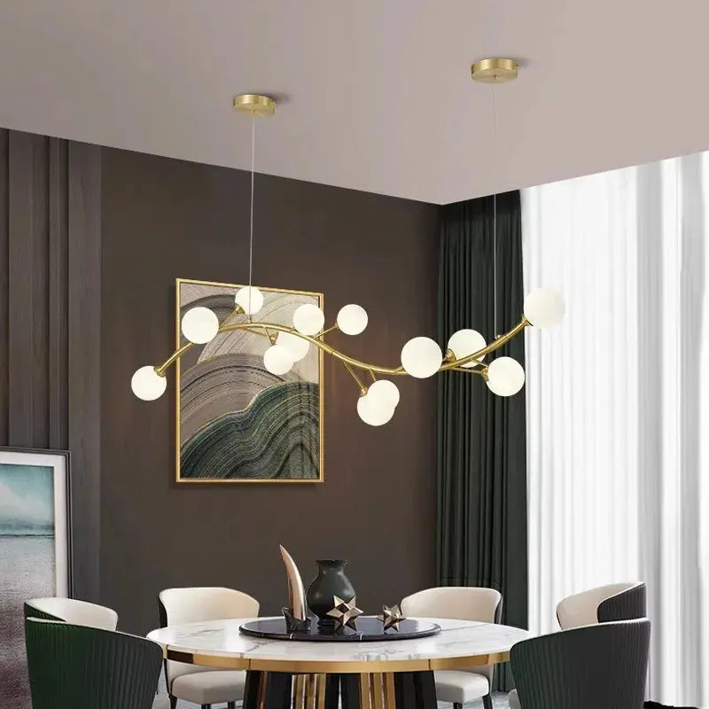 13 Light Gold Tree Branch Pendant Chandelier - Modern Rustic Ceiling Light Fixture for Dining Room, Living Room & Bedroom Decor