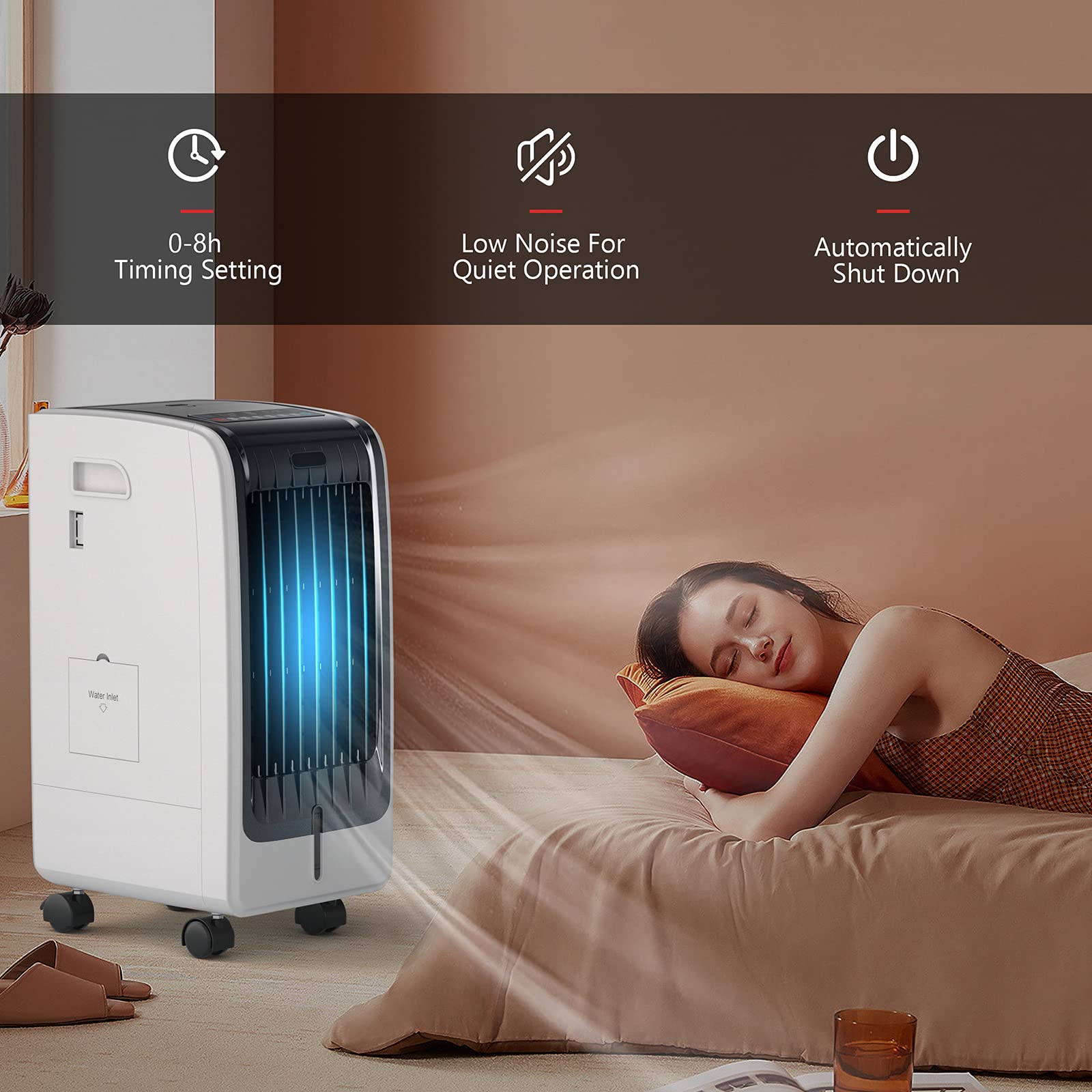 GOFLAME Evaporative Air Cooler & Humidifier - 3 Modes, 3 Speeds, 6L Water Tank, Quiet Bladeless Fan with Remote & 8H Timer - Perfect for Bedroom, Living Room, Office & Outdoor Spaces