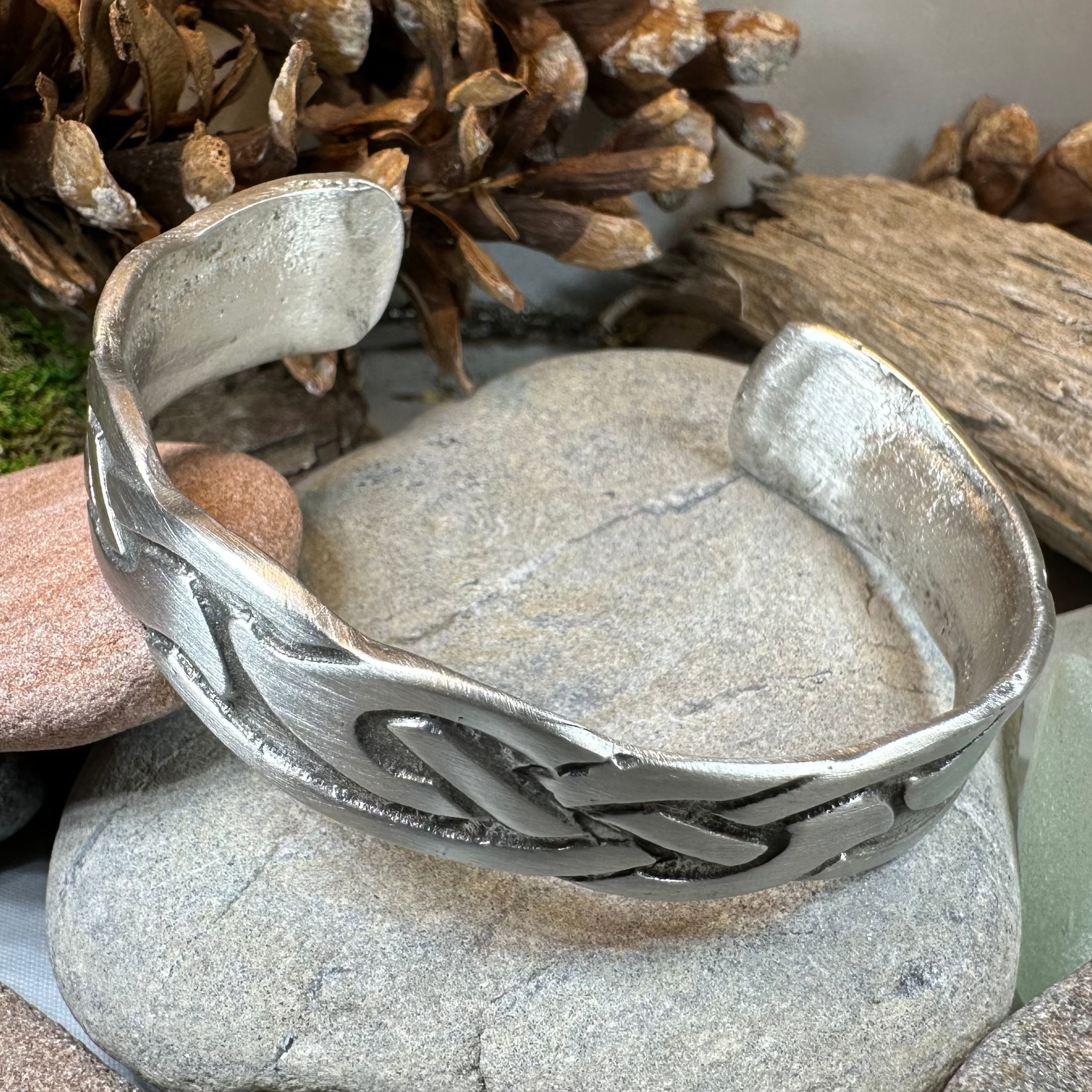 Celtic Pewter Cuff Bracelet for Women - Handcrafted Irish Knot Design - Perfect for Weddings, Parties & Everyday Wear
