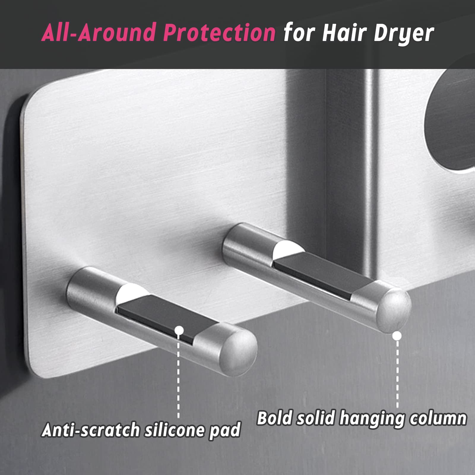 Dyson Airwrap & Supersonic Hair Dryer Wall Mount Holder - 2 in 1 Stainless Steel Storage Shelf for Curling Iron, Wand Barrels, Brushes & Diffuser Nozzles - Perfect for Bathroom & Salon Organization
