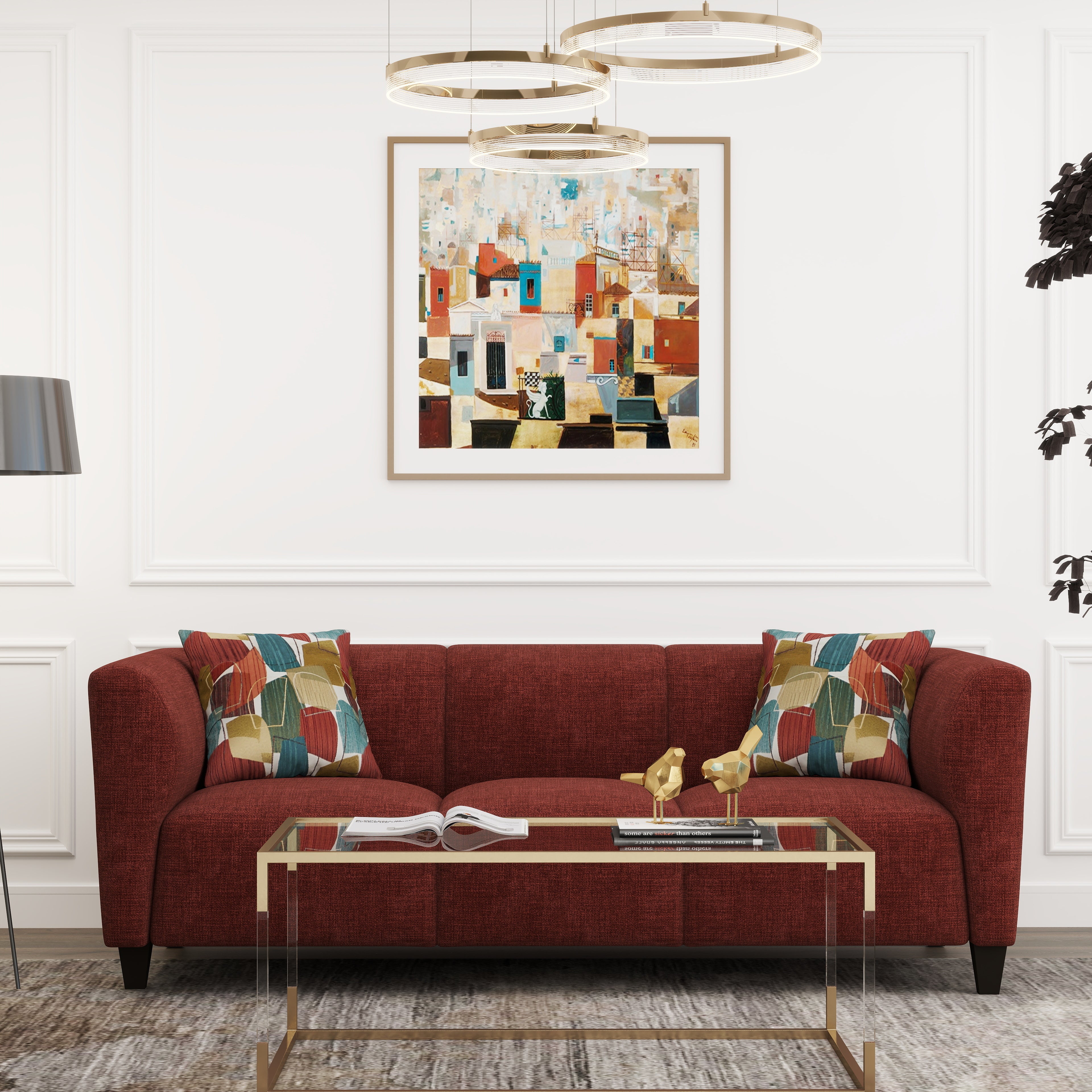 Roundhill Furniture Della Upholstered Sofa and Loveseat Set - Modern Living Room Furniture for Small Spaces | Perfect for Apartments, Condos & Cozy Homes