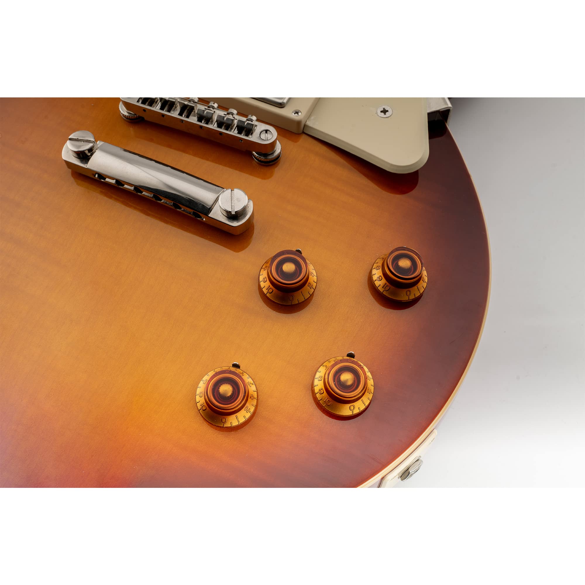 Musiclily Pro Metric Electric Guitar Top Hat Knobs - 18 Spline Bell Knobs for Epiphone Les Paul & SG Guitars (Set of 4, Amber) | Replacement Parts for Guitar Upgrades & DIY Repairs
