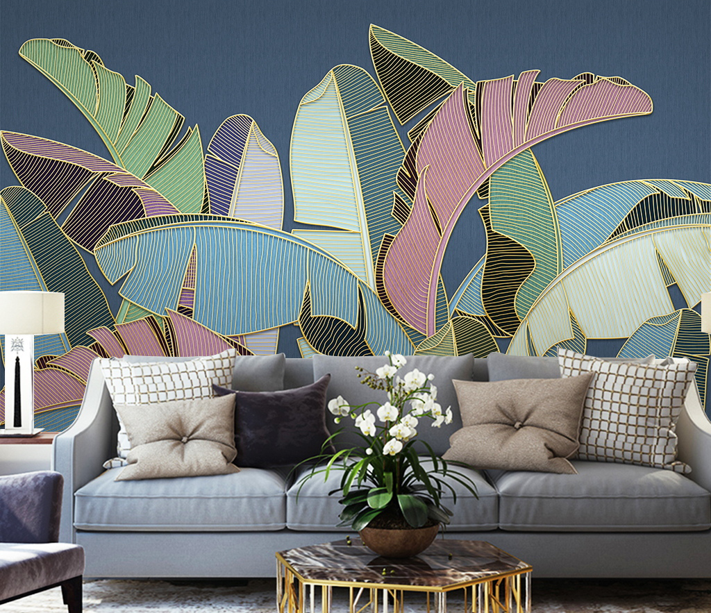 Vibrant Tropical Leaf Wallpaper Murals - Exotic Jungle & Palm Leaf Design for Living Room, Bedroom & Home Decor